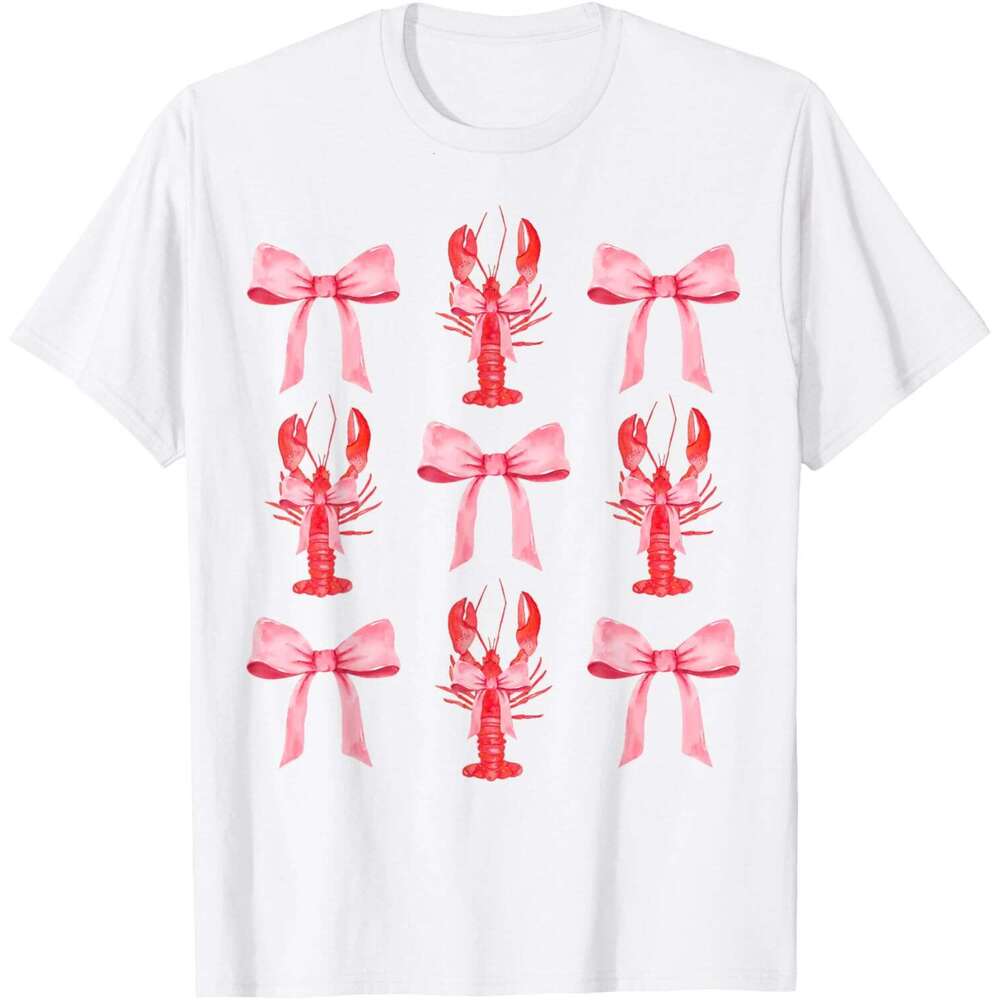 T shirt for Mens Womens Pink Bow Cute Coquette Crawfish y2k Clean Girl Aesthetic T-Shirt Shirts Tshirt Graphic Tee Casual Tops Clothes Short sleeve