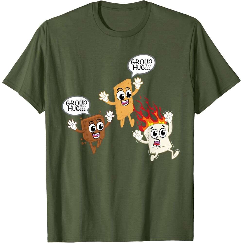 T shirt for Mens Womens Camping Smores Roasted Marshmallow Group Hug T-Shirt Shirts Tshirt Graphic Tee Casual Tops Clothes Short sleeve