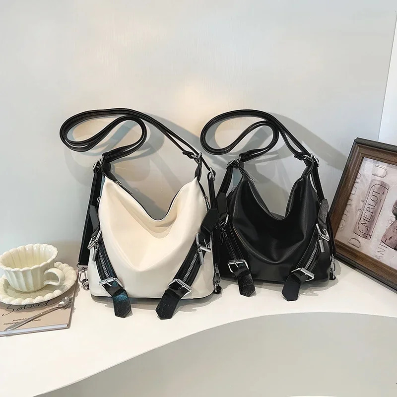 High Quality Interior Compartment PU Womens Tote Bag Large Capacity Zipper Lightweight Shoulder Bag Youth Trendy Backpack 240808