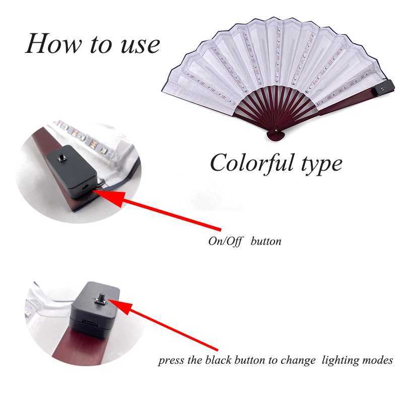 Halloween Carnival party lighting supplies 10inches LED neon light rave fan folding luminous fan glowing in the party Y240807