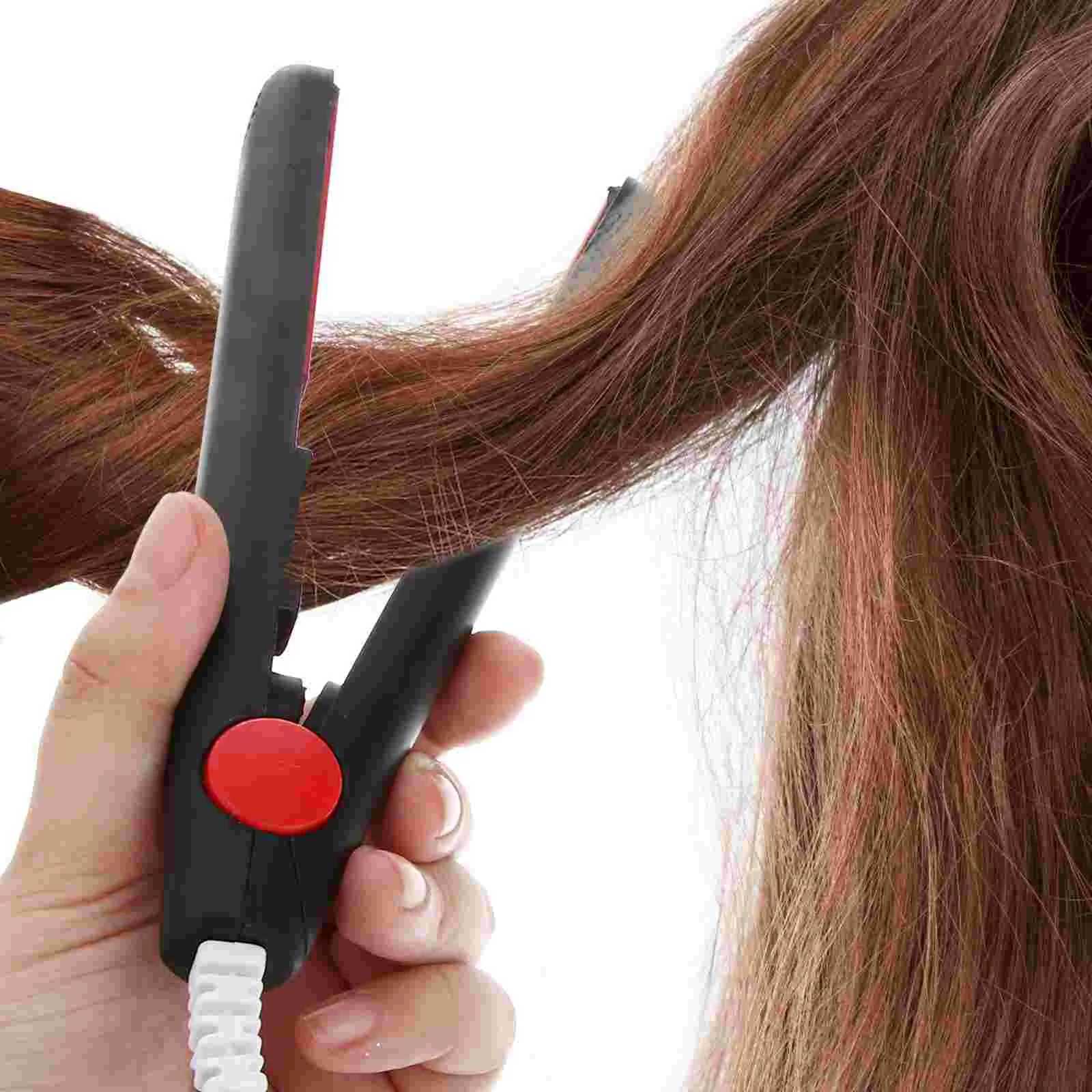 Portable electronic hair straightener travel hair straightener mini hair straightener with Chinese flat plug (black) W240807