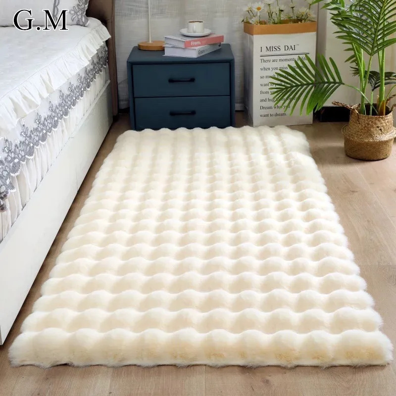 Plush Faux Rabbit Fur Area Rug Soft Bubble Velvet Floor Mat Bedroom Bedside Rugs Living Room Fluffy Carpet Home Decor 0802 H260226