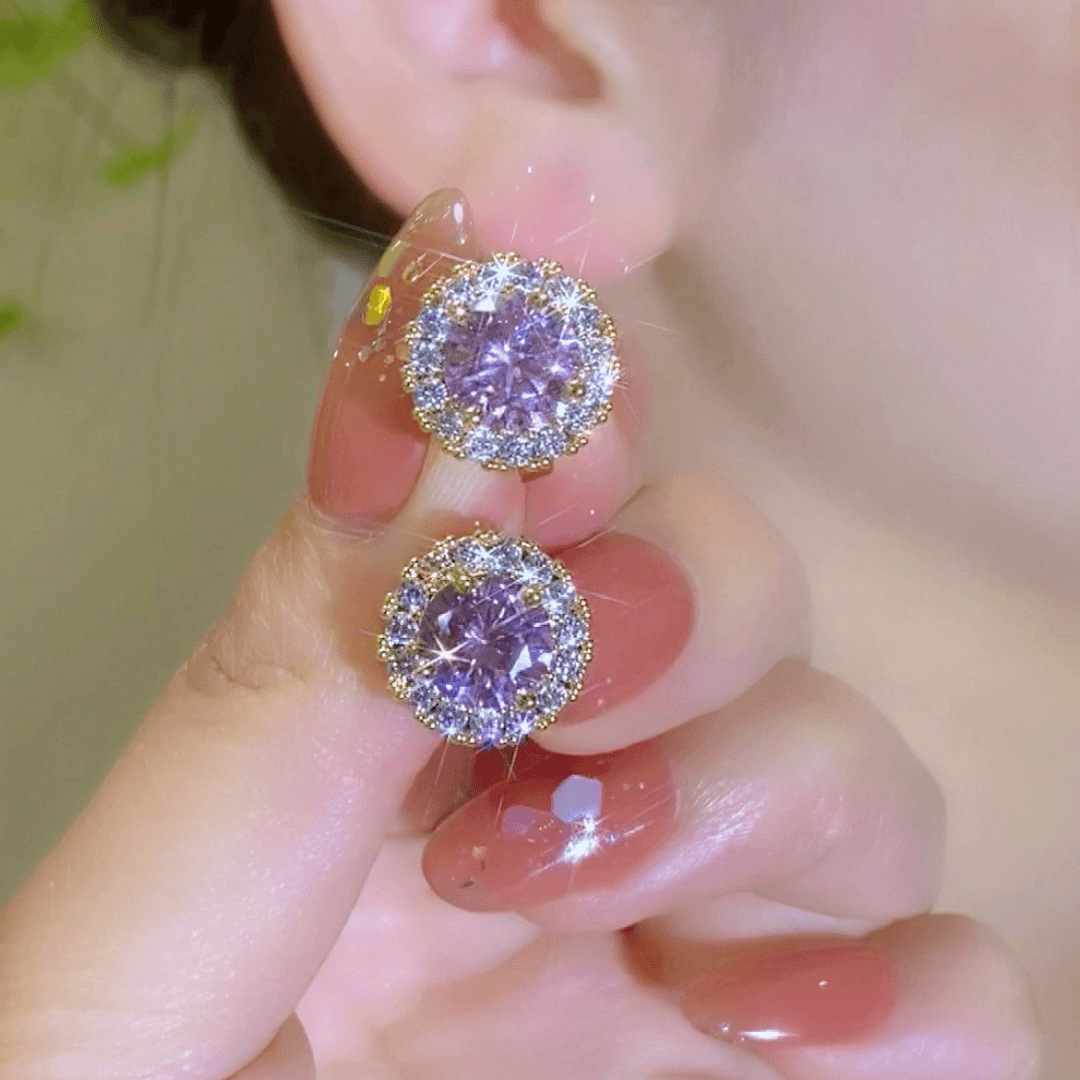 2024 Sparkg Amethyst & Moissanite Eternity Clip Earrings | Sterg Sier