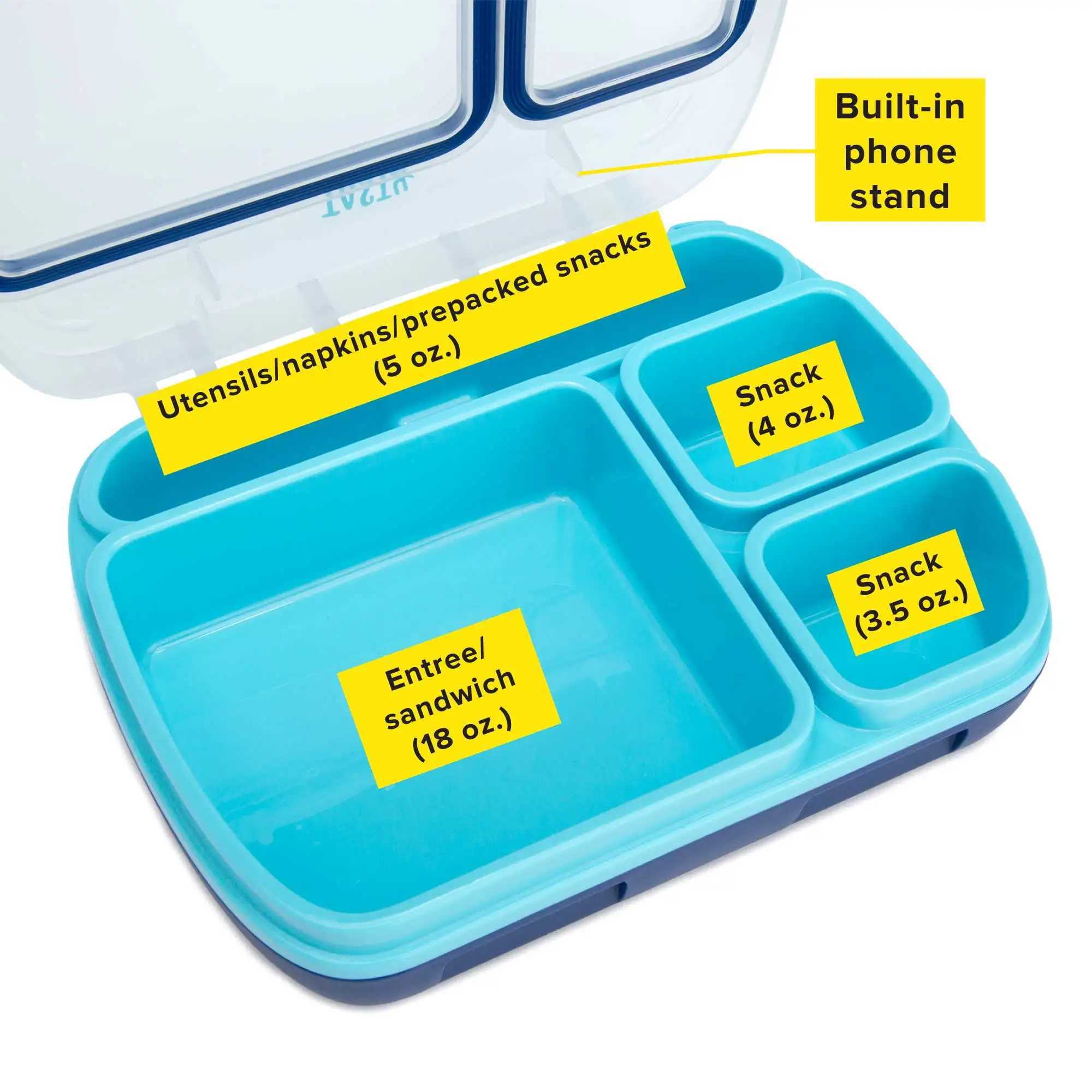 Bento Box Lunch Box for Kids and Adults with Removable Tray and Handle Blue Easy To Use Easy To Carry and Easy To CleanM240807