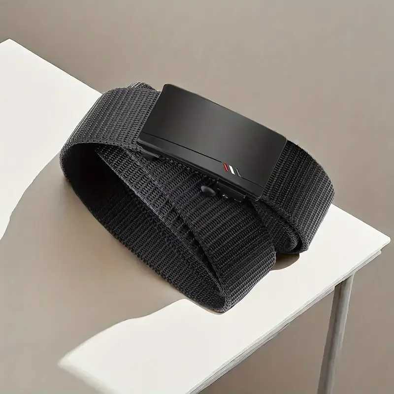 Mens Outdoor Leisure Sports Belt Toothless Quick Release Automatic Buckle High Quality Black Belt W240807