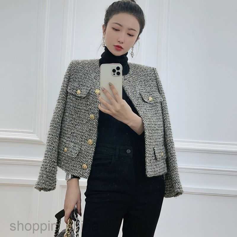 designer Women Jackets Coats fashion Celebrity Temperament Gold Button Coat Women's New Western-style Fashion Versatile Top