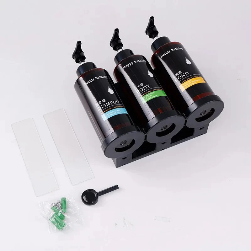 el Shampoo and Shower Gel Separate Bottles Wall Mounted No Punching Hand Sanitizer Boxes Wall Mounted Manual Soap Dispensers 240807