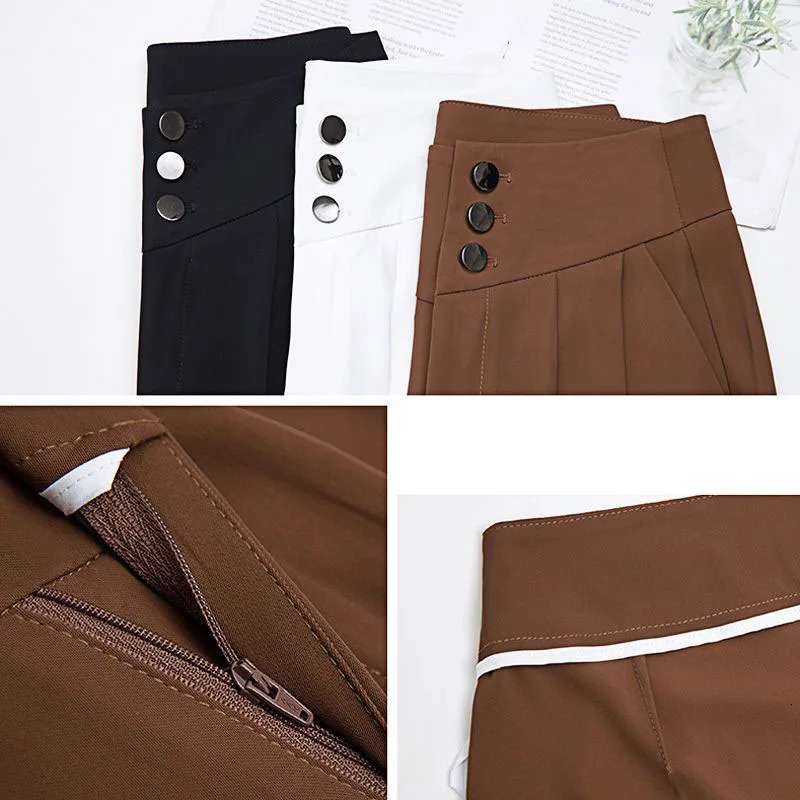 Office Lady Spring Summer Thin Loose Wide Leg Pants Korean Streetwear Fashion Women Elastic High Waist Oversized Casual Trousers Z260314