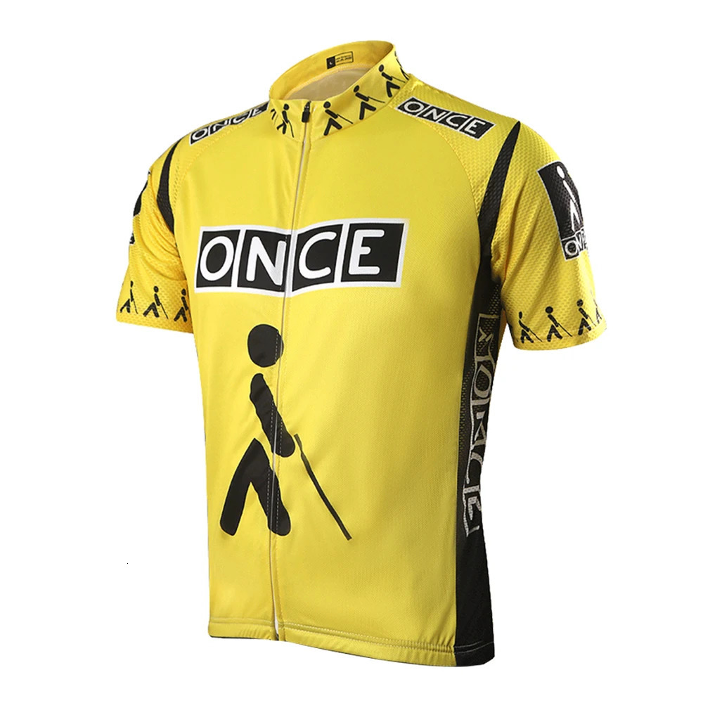 ONCE Cycling Jersey yellow shirt Mtb Short Sleeve Set Equipment Team Clothes Bike ONCE Summer Clothing Pro Bib pant 240807