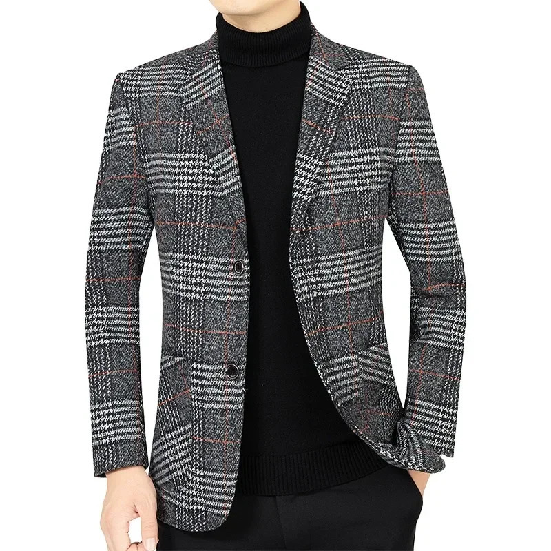 Spring Autumn Business Casual Suits Jackets Coats Men Plaid Blazers Male Formal Wear Slim Fit Size 4XL 240807