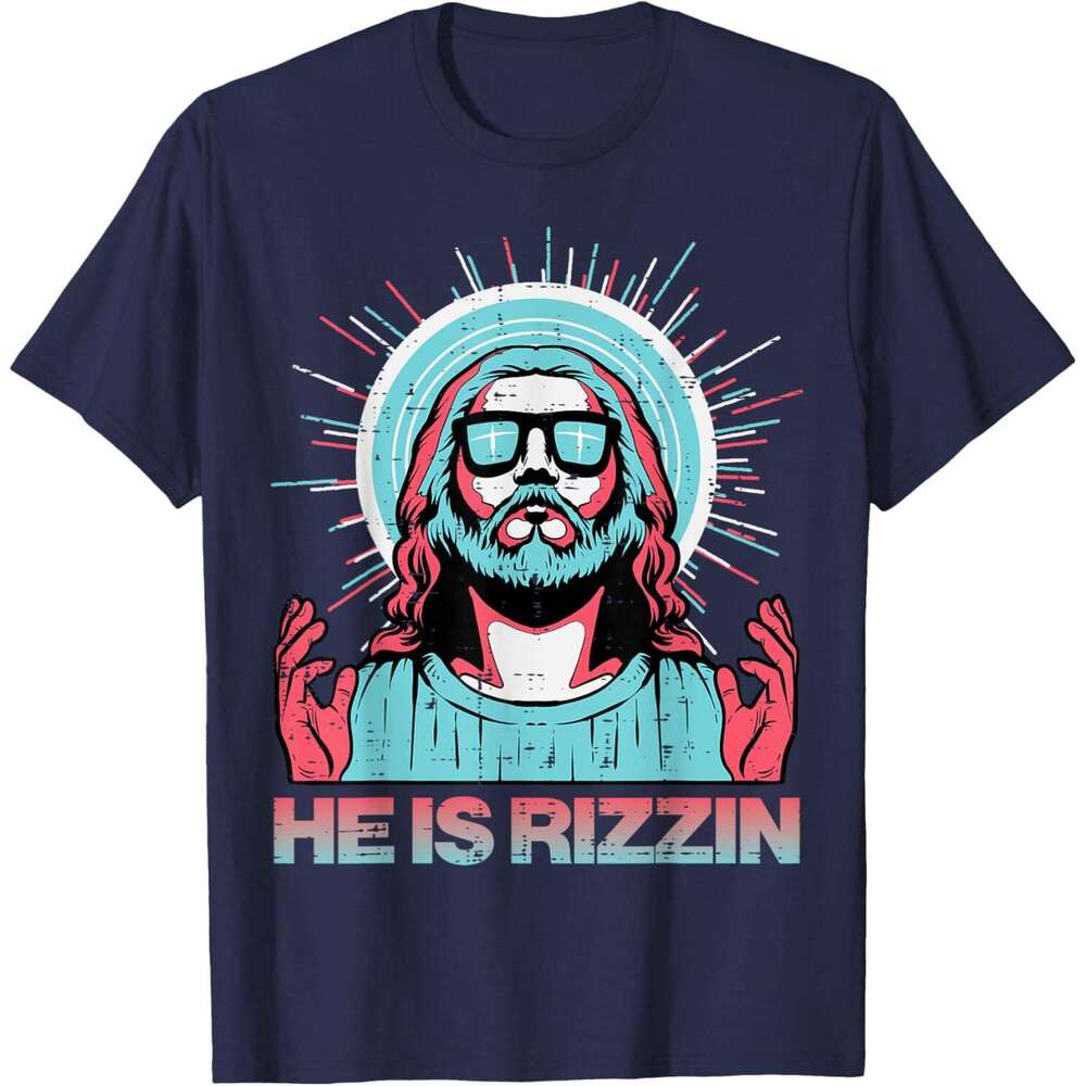 T shirt for Mens Womens He Is Rizzin Risen Jesus Easter Funny Saying T-Shirt Shirts Tshirt Graphic Tee Casual Tops Clothes Short sleeve