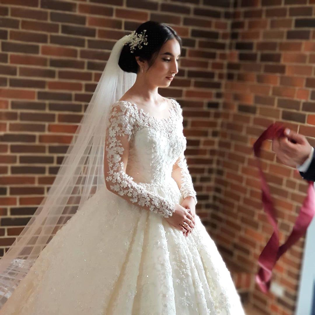 2024 Modern Applique Ball Gown Wedding Dresses Jewel Transparent Lace For Long Sleeve Beaded Bridal Gowns Dress For Marry Bc19321 0213