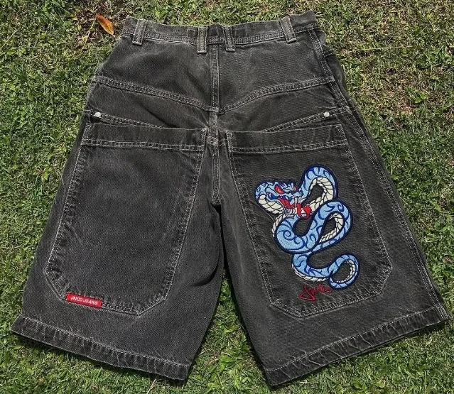 Casual Clothing 2024 Pocket Jinco Jort Pants Mens Short Jeans JNCOS 2000s JNCO Y2k Shorts Denim Gym 240808
