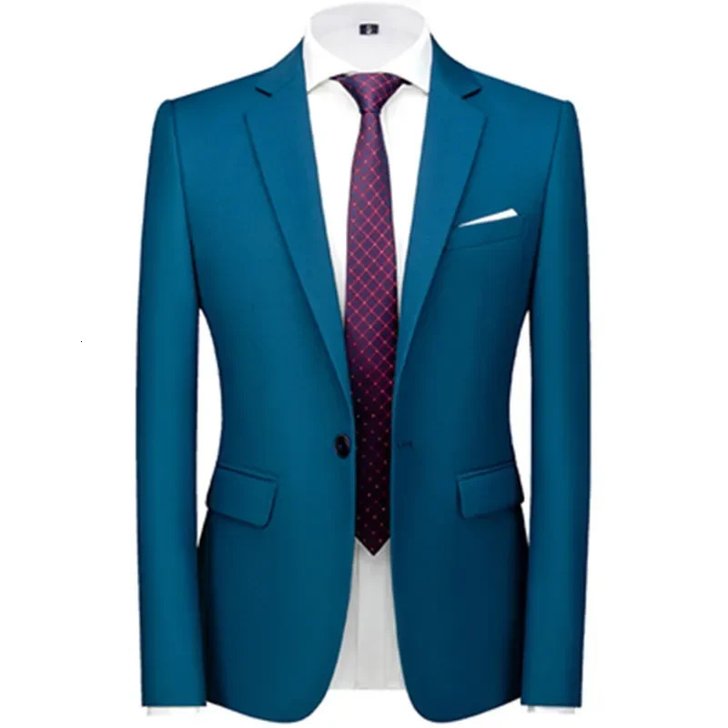 Fashion Mens Casual Boutique Solid Color Suit Coat Slim Fit High Quality Business Groom Wedding Blazer Jacket 240807
