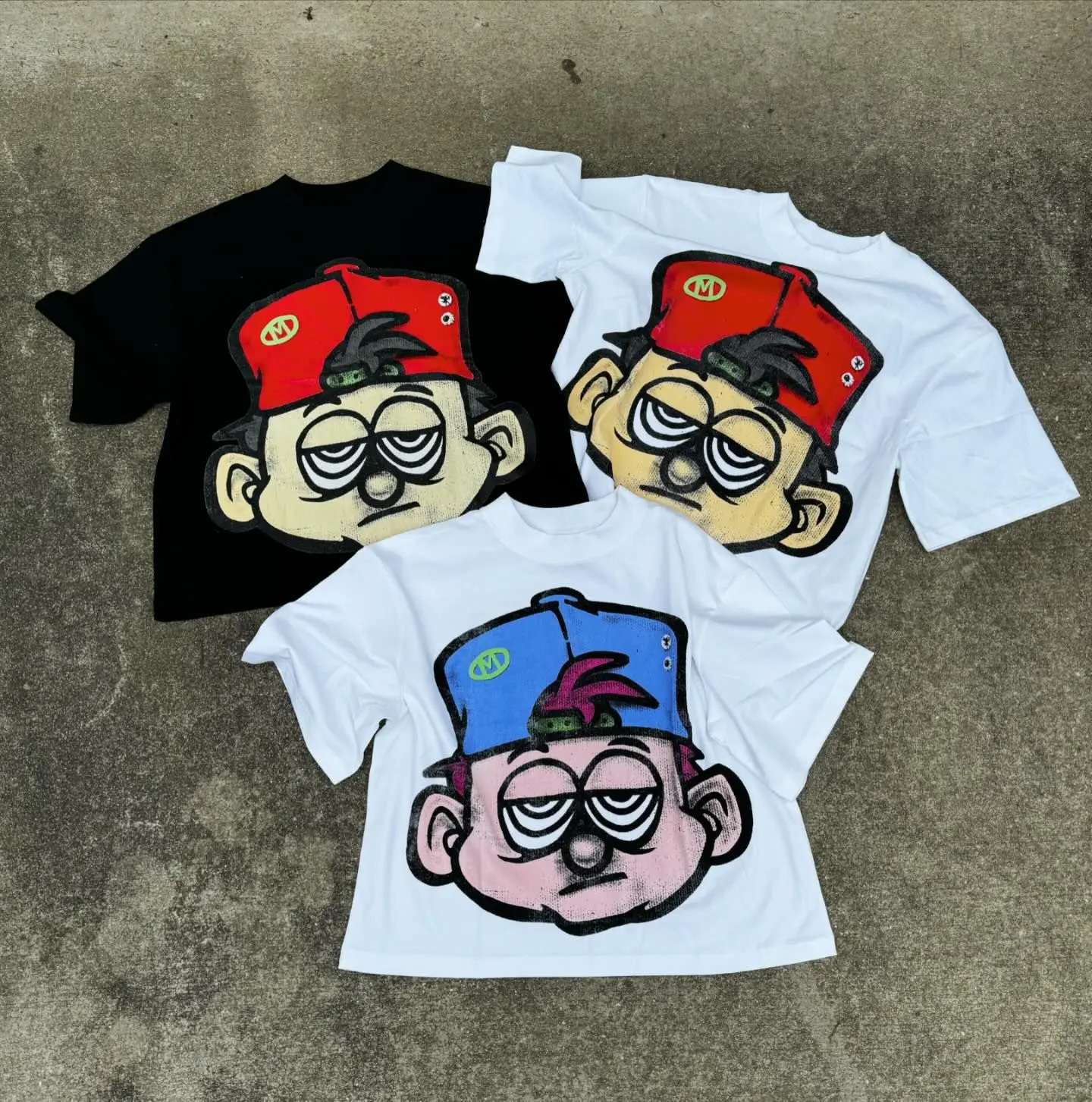 Y2K Harajuku Hip Hop Cartoon Graphic Printing Large Mens and Womens Street Clothing Round Neck Cotton Short Sleeve Top 240819