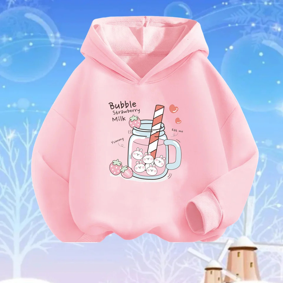 Kawaii Peach Juice Summer Drink Print Hoodies Girls Hooded Sweatshirt Soft Top Student Thin Basic Coat 240807