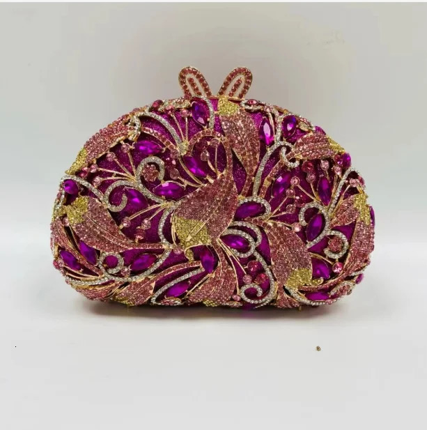 Womens Sier Wedding Bridal Handbag Hollow Crystal Party Clutch Wallet Birthday Dinner Flower Dia Gift Night Bag 240807