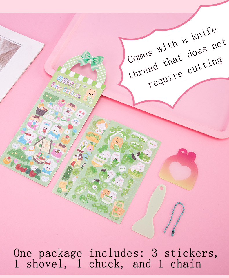 Guka Sticker Set Wholesale Creative Cartoon Children's Cute Pet Stickers Gift Box DIY Student Account Material Randomly send styles