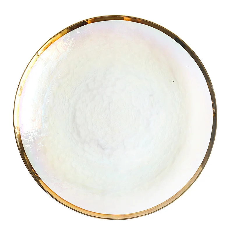 Kinglang Dazzle color painted gold glass bowl dish seven color transparent hammer grain glass plate salad bowl fruit bowl wester 240808