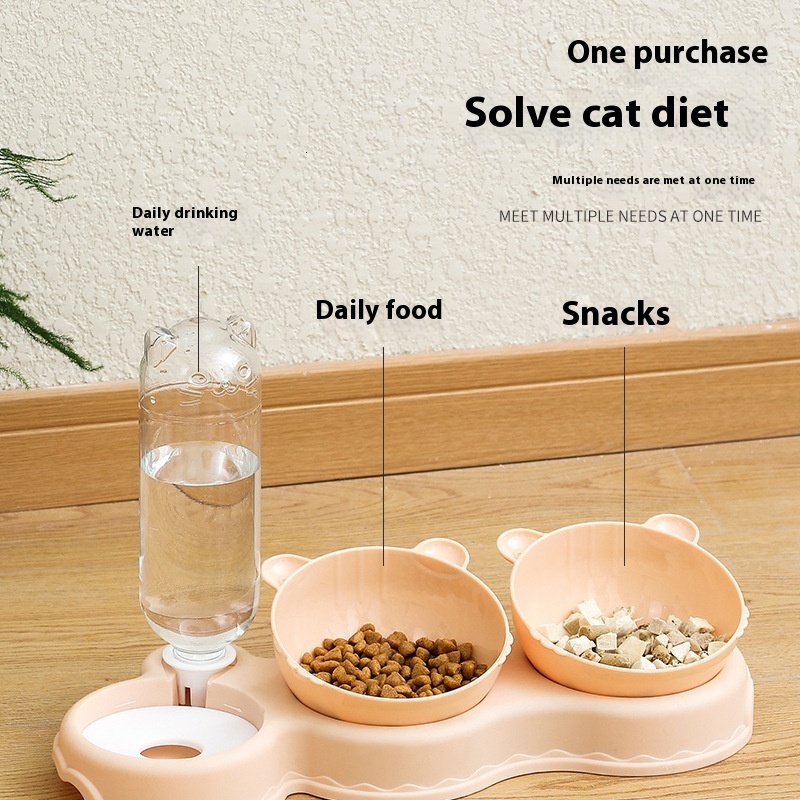 Pet cat dog plastic opaque rice moisture-proof mouth, anti knock automatic drinking bowl, pet supplies