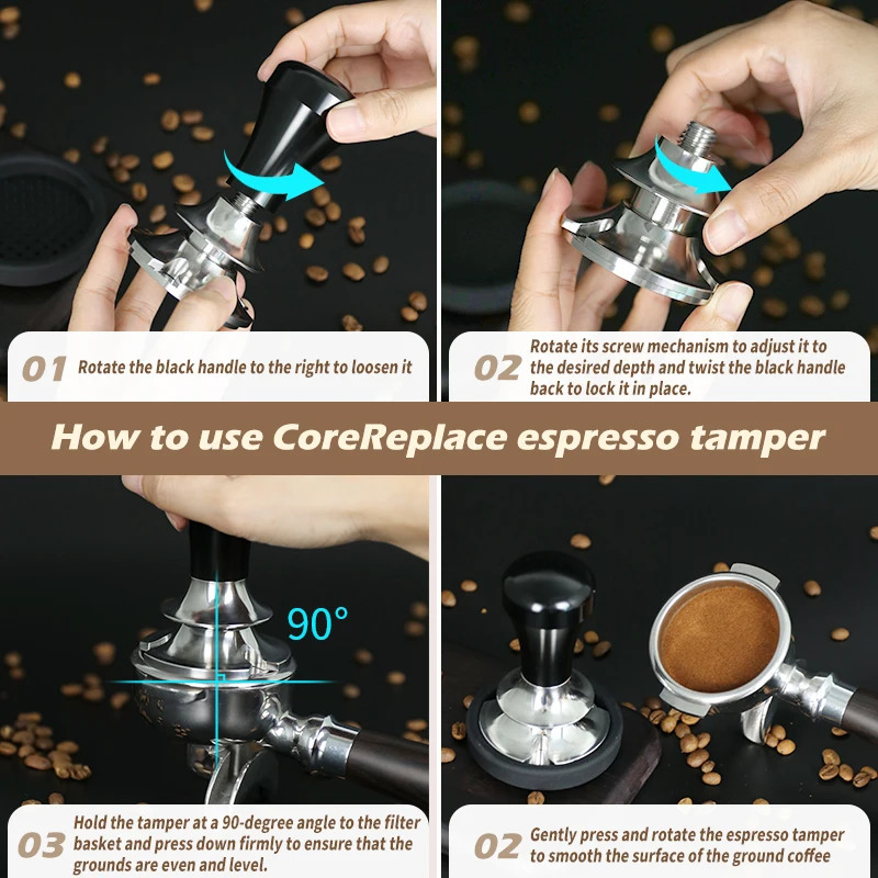Coffee Tamper Constant Pressure Calibrated 51MM 53MM 58MM Spring Loaded 30lb Stainless Steel Barista Tools Espresso Accessories 240808