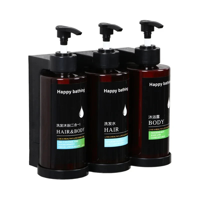 el Shampoo and Shower Gel Separate Bottles Wall Mounted No Punching Hand Sanitizer Boxes Wall Mounted Manual Soap Dispensers 240807
