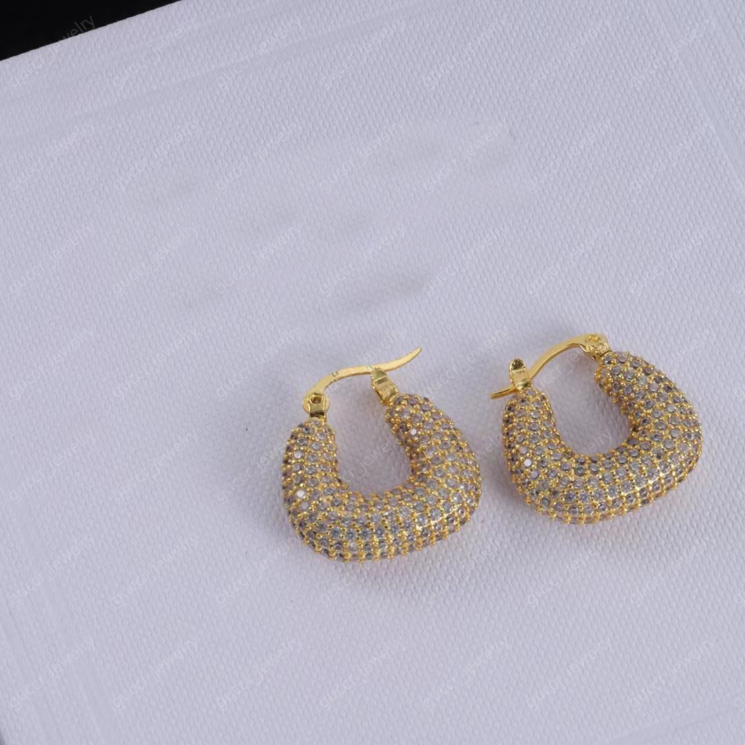 Gold cubic zirconia stud fashion luxury earrings for women wedding bride gift designer jewelry H260202