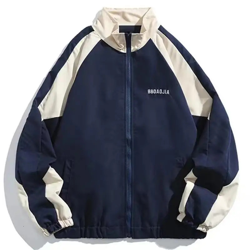Hip hop school team jacket mens high street patch work color black windproof womens spring and autumn thin fashion college 240812