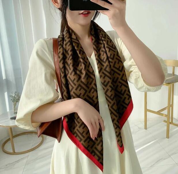 Fashion Designer silk scarf Expensive New 90*90CM Luxury Lattice Geometric Silk Scarf Women's F Print Fashion Square Bandana Headscarf
