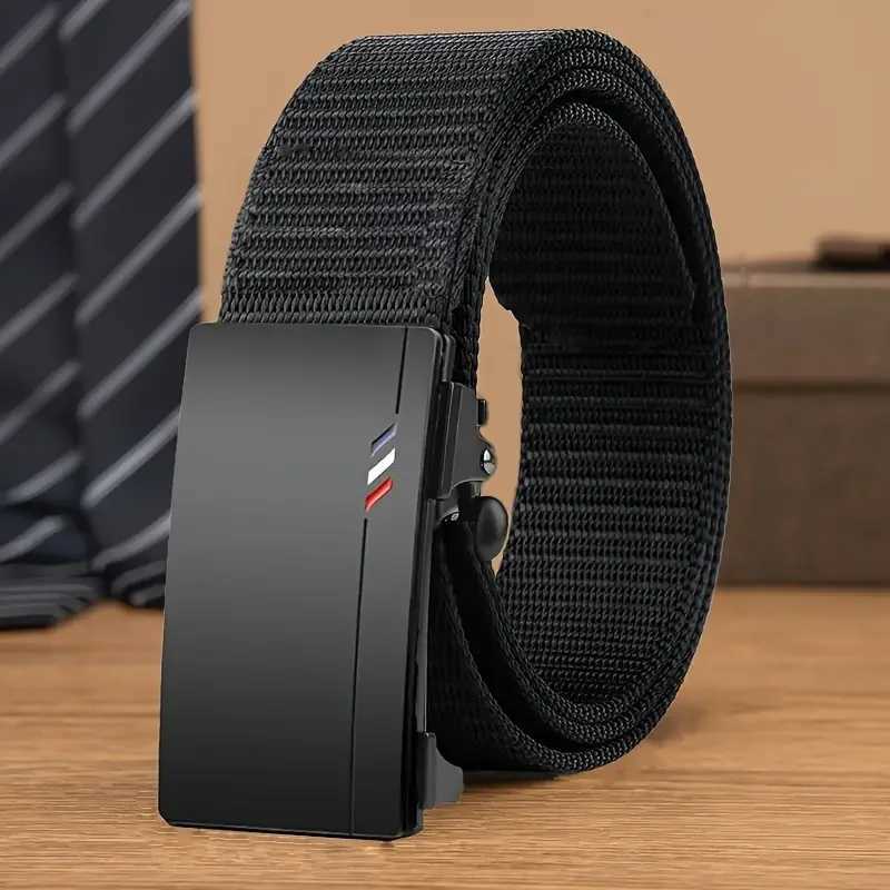 Mens Outdoor Leisure Sports Belt Toothless Quick Release Automatic Buckle High Quality Black Belt W240807