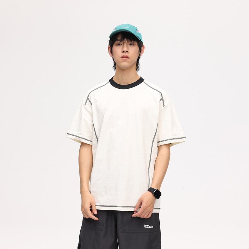 Fashion Bright Thread Short Sleeve T-shirt for Mens Summer Thin Style Trendy Brand Half Sleeve Loose Casual Couple t