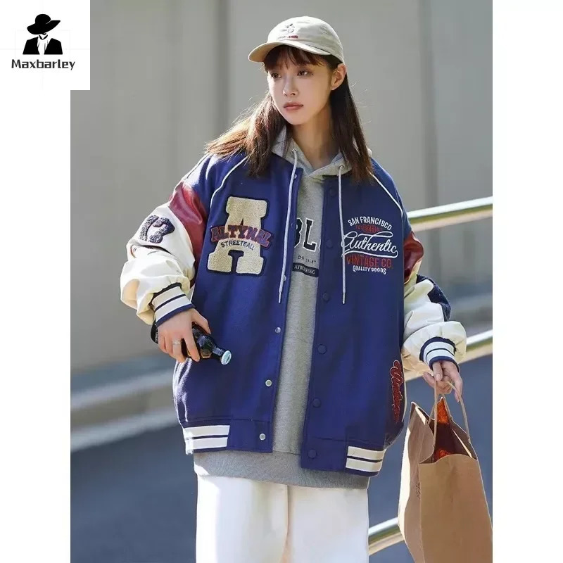 Product jacket womens hiphop embroidered motorcycle loose baseball casual highquality street racing school uniform 240812
