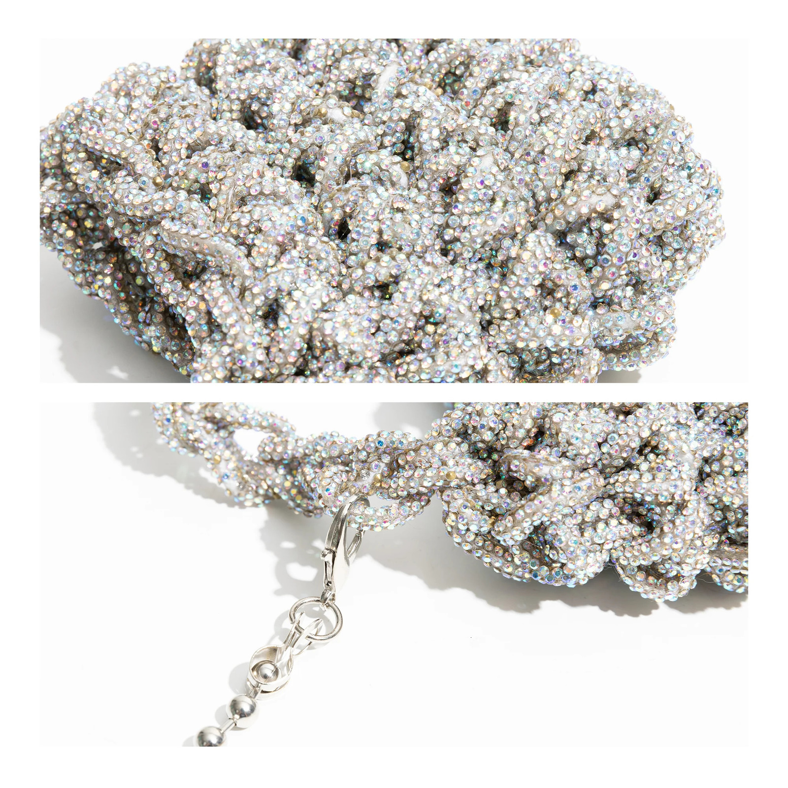 Sparkling s Woven Women Handbags Glitter Diamond Handmade Shoulder Crossbody Bag Evening Party Small Tote Purses 2024 240808