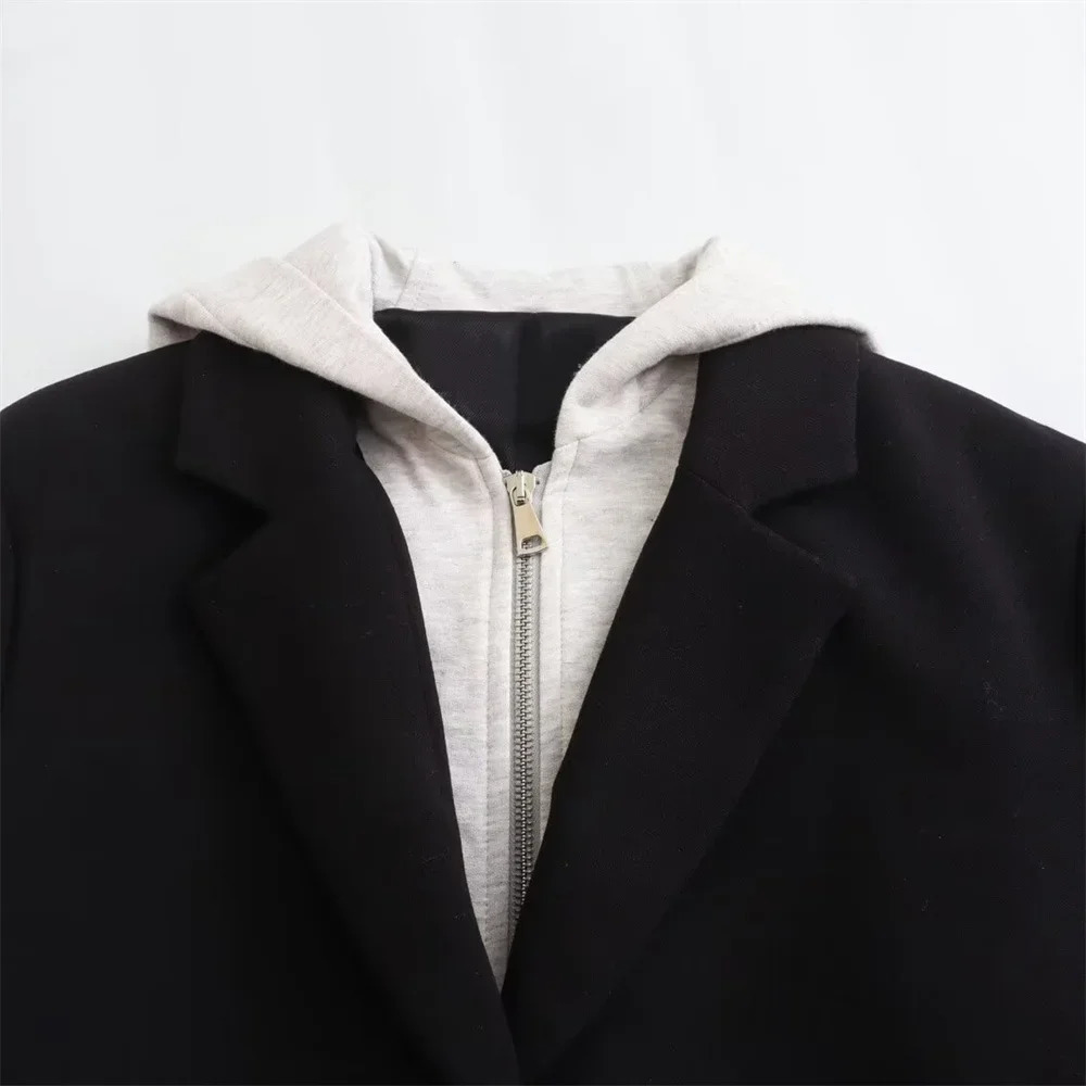 Early autumn Product Womens Fashion and Casual Versatile Slim Fit Long sleeved Hooded Short Suit Coat 240808
