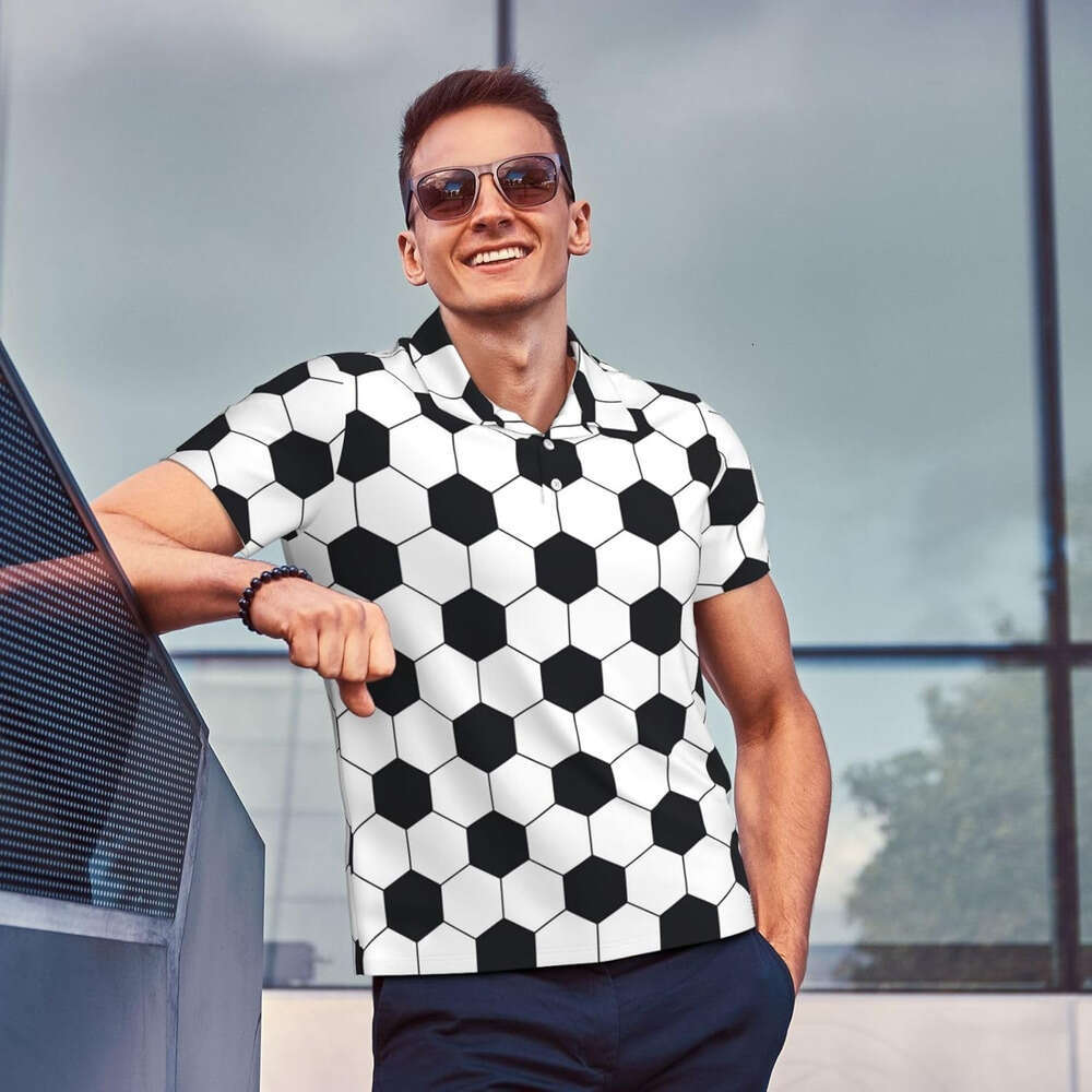 Fashion Mens Polo shirt comfortable Soccer Ball Print Golf Shirts for Men Dry Fit Performance Short Polos shirts tshirt Casual tops summer clothes