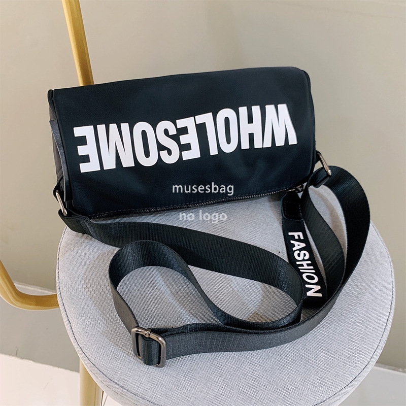 New Oxford cloth cylinder crossbody bag trend printed letter single shoulder women's bag fashion small bag