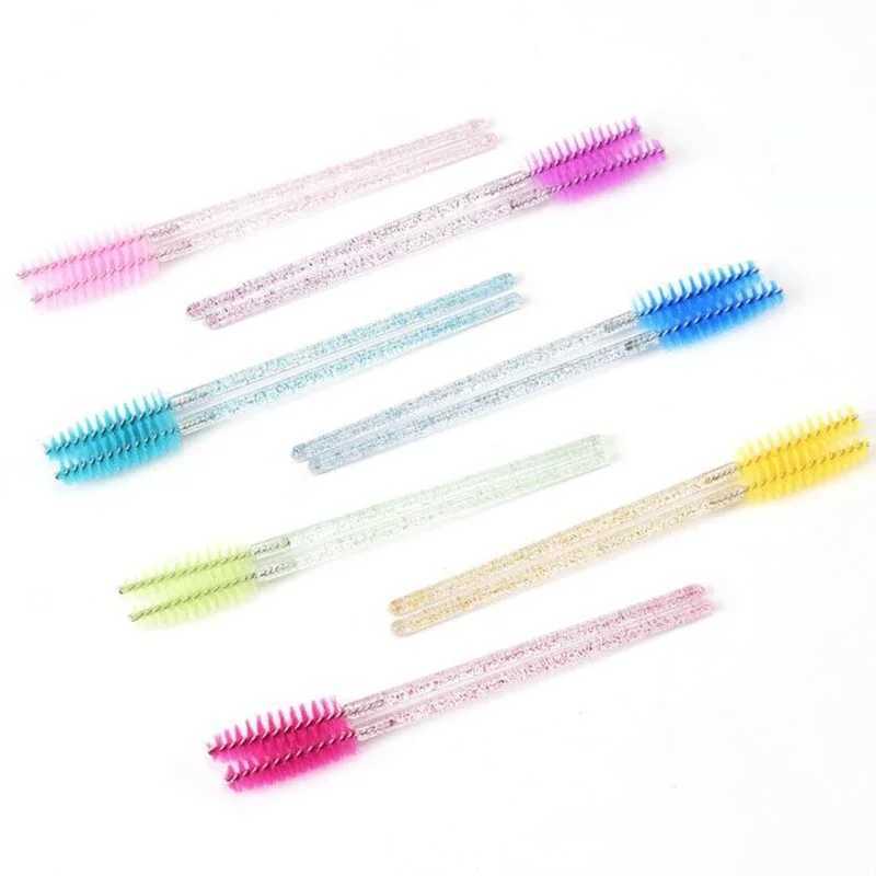 50Pcs/Bottle Disposable Eyelash Extension Mascara Wand Micro Lash Eyebrows Brushes Spoolie With Flask Case Wholesale Makeup Tool Y240807