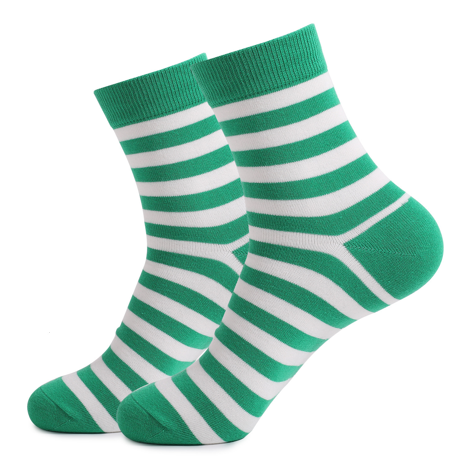 Green casual clover striped jacquard Saint Patrick thick mid length cotton socks dongdumaoyi
