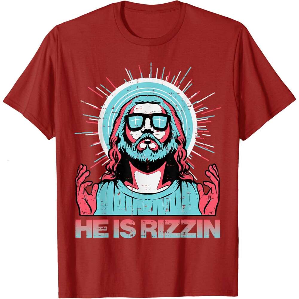 T shirt for Mens Womens He Is Rizzin Risen Jesus Easter Funny Saying T-Shirt Shirts Tshirt Graphic Tee Casual Tops Clothes Short sleeve