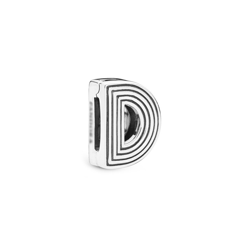 925 Sterling Silver 26 Alphabet Letters Silicone Inside Fi Clip Fit Flat Bracelet Fine Women Jewelry Brithday Gift