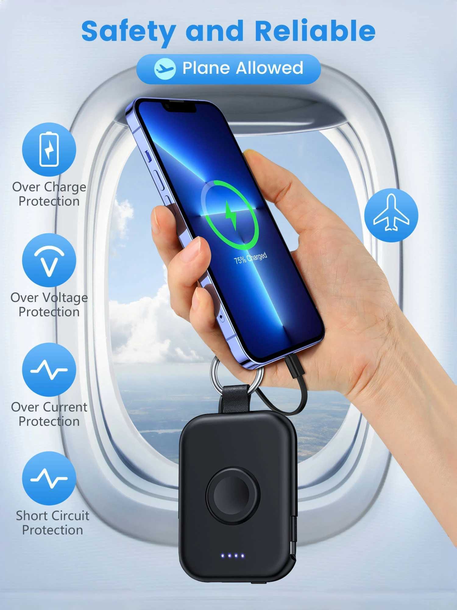 RORRY 3 in 1 Portable Power Bank for iPhone Samsung Magnetic Wireless Charger for AP Watch Powerbank With Built-in CableCL240808