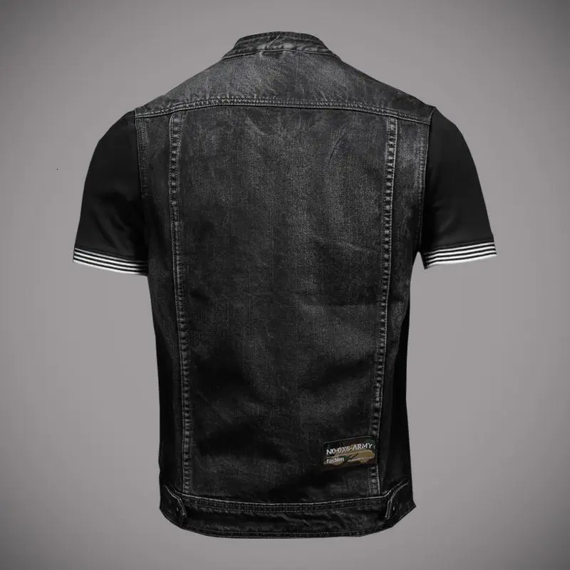 2024 mens denim jacket motorcycle vest retro fashion riding clothes casual versatile clothing y240822