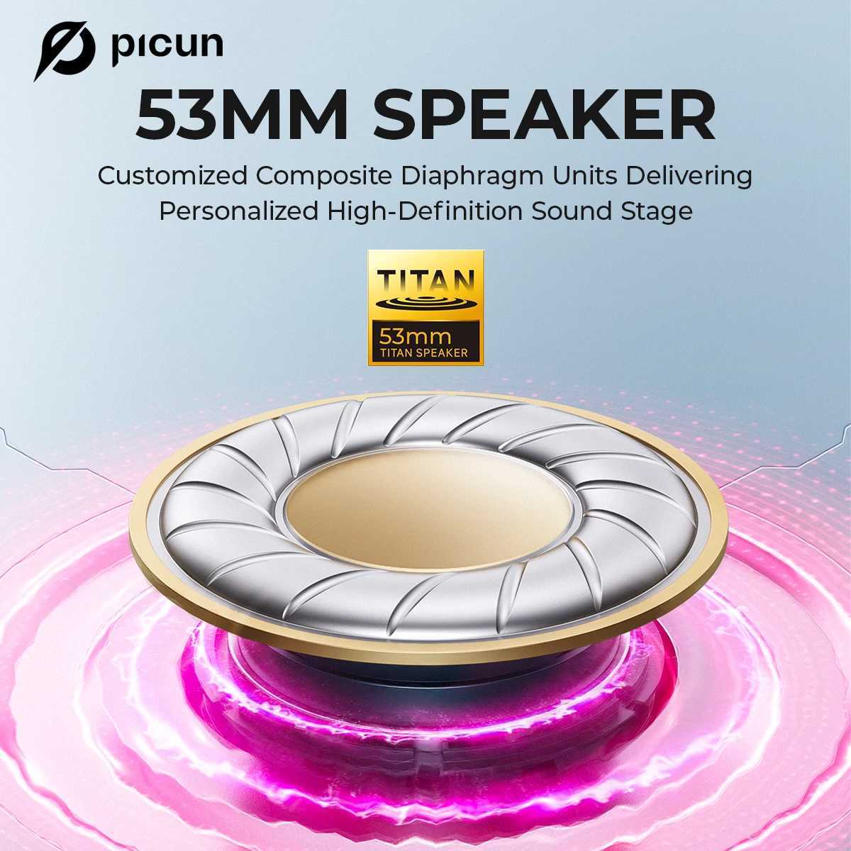 Picun G3 2.4GHz Wireless Gaming Headset Low Latency 53mm 3D Spatial Audio ENC Mic HD Call Bluetooth Headphones for Gamer PC PS5CL240808