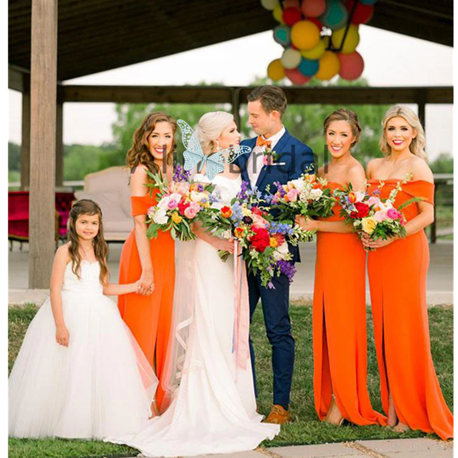 Orange Off The Shoulder Bridesmaid Dresses Simple Satin Sleeveless Maid Of Honor Dress Sheath Wedding Party Gowns