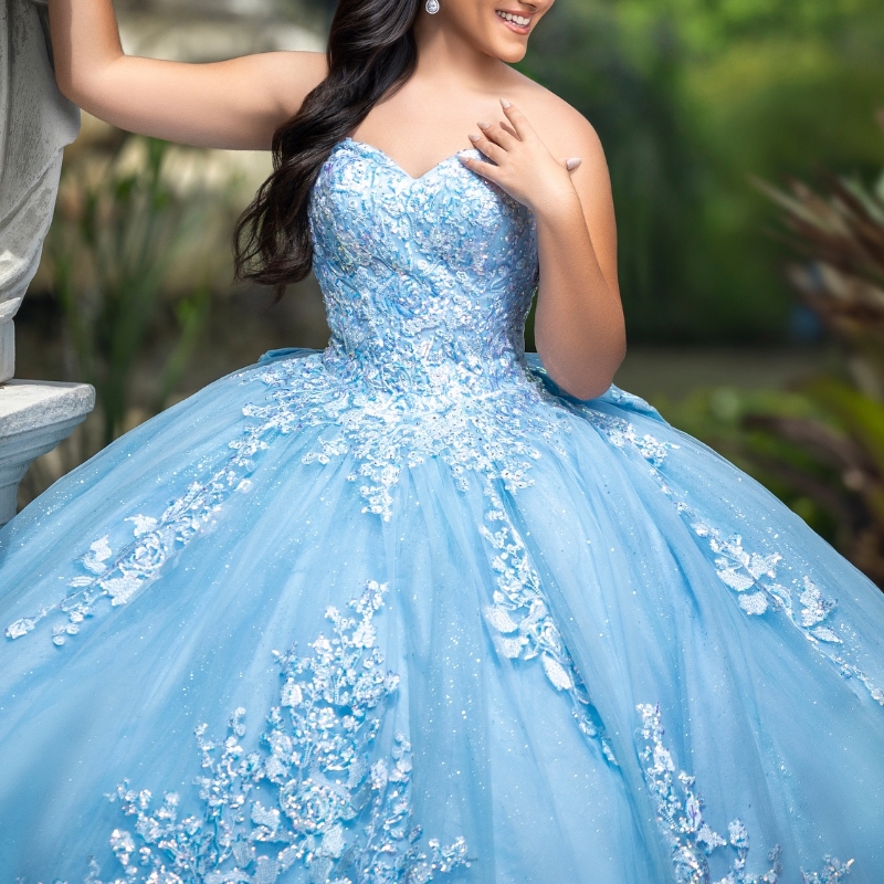 Sky Blue Shiny Quinceanera Dress Ball Gown Off The Shoulder Lace Applique Beaded Tull Corset Sweet 16 Vestido De 15 Anos