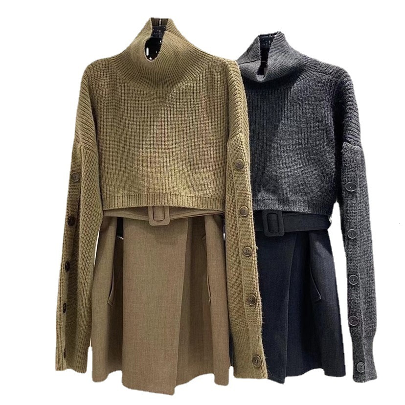 2024 new autumn and winter British style high neck short pullover knitted sweater women's clothing dongdumaoyi