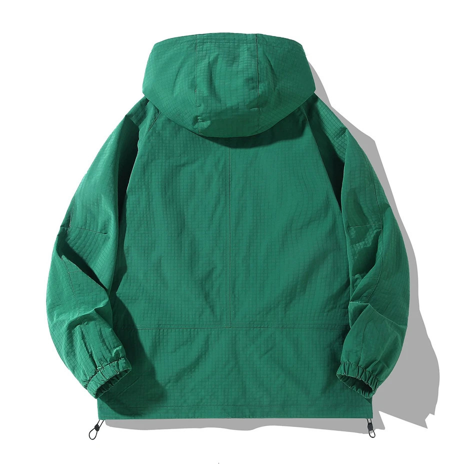 Black waterproof and windproof cargo jacket Plus size 12XL fashionable casual solid color large mens 240824