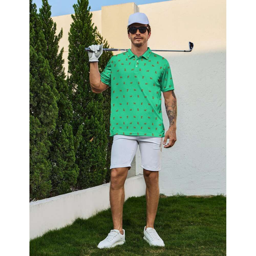 Fashion Mens Polo shirt fashion Polo Fun Print for Men Quick Dry Button Golf Shirts Athletic Casual Shirt Polos shirts tshirt Casual tops summer cloth