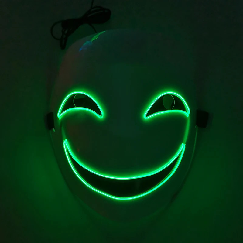 Anime LED Glowing Halloween Mask Full Face Neon Light Up Mask Cosplay Costume Crying Smile Clown Luminous Mask Supplies 240808