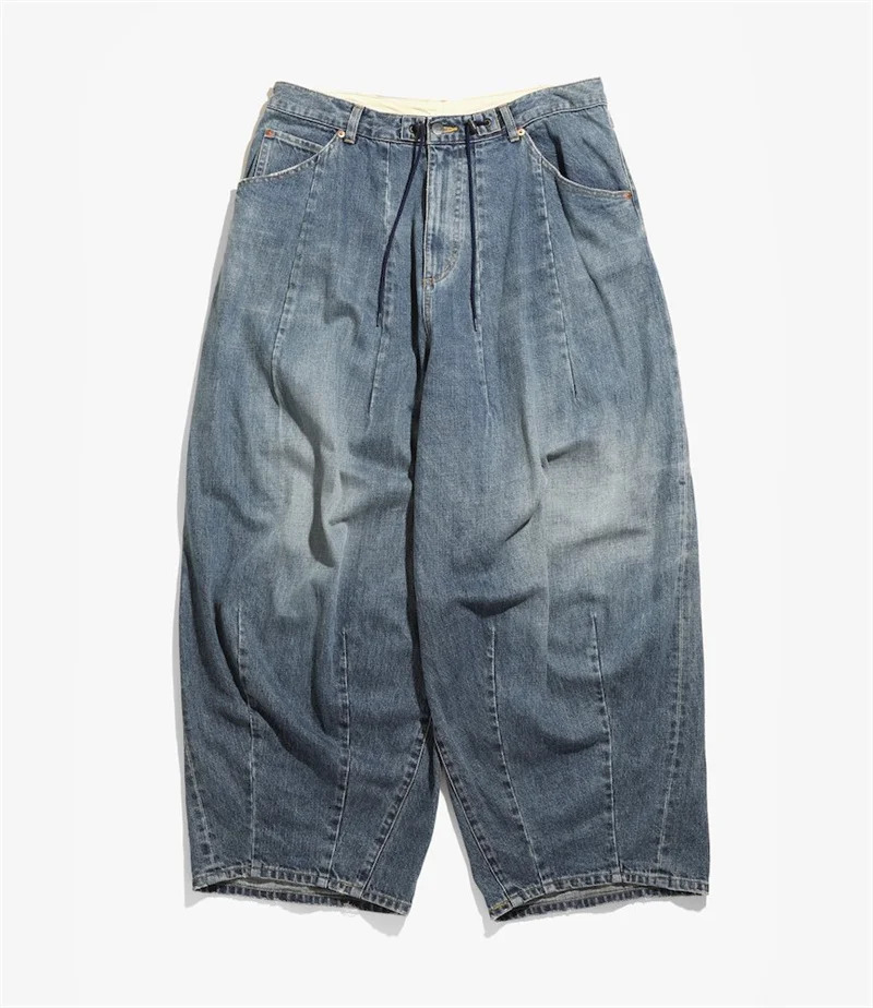 Blue Wide Leg NEE DLES Jeans High Quality Loose Mens Retro Street Sports Pants 240807